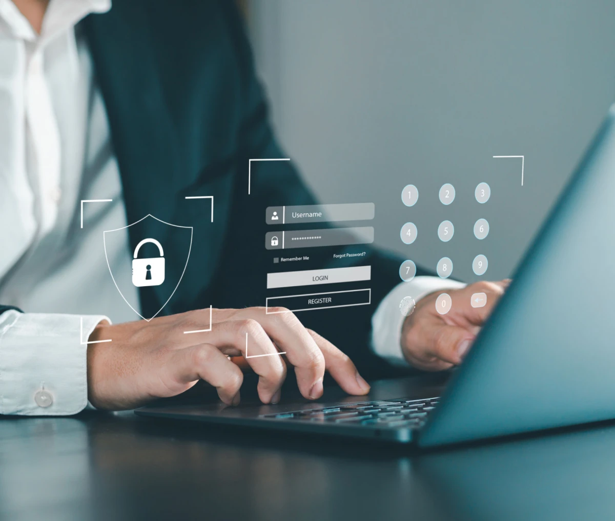Cybersecurity interface on laptop screen